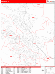 San Rafael  Wall Map Red Line Style